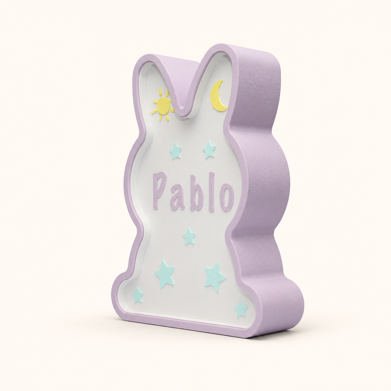 Candeeiro infantil Coelho malva, vista de perfil