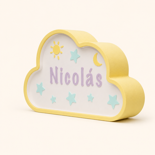 Lámpara infantil Nube amarillo, vista de perfil
