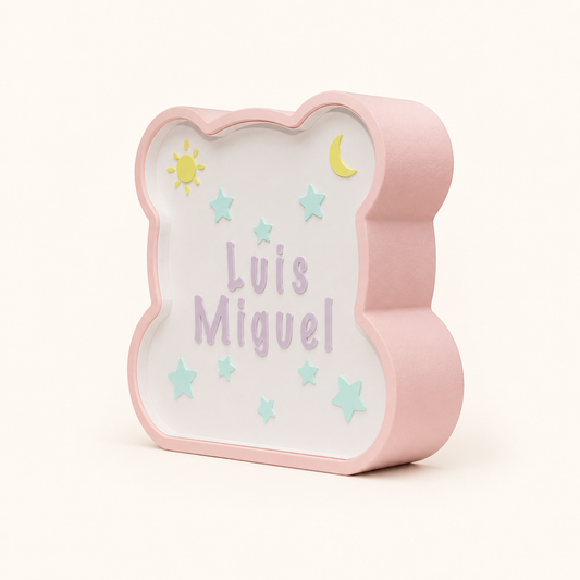 Lámpara infantil Osito rosa algodón, vista de perfil